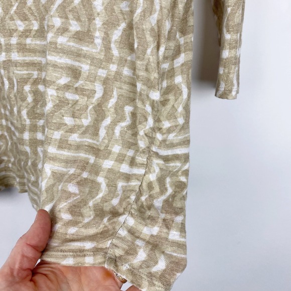 Coldwater Creek Linen Knit Geometric Print 3/4 Sleeve Tunic Top Womens XL Beige - Picture 4 of 9